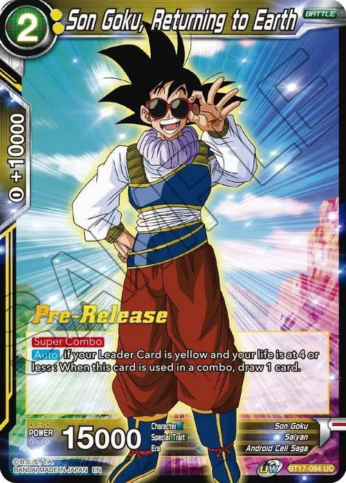 Son Goku, Returning to Earth card art