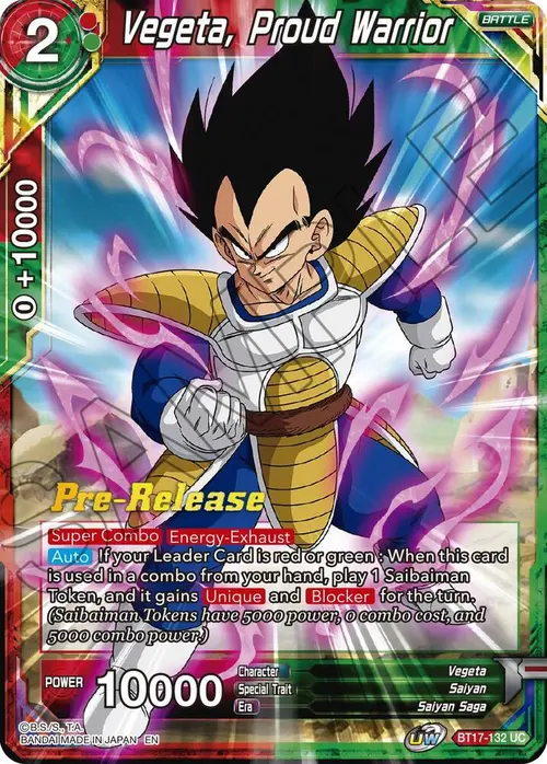 Vegeta, Proud Warrior card art