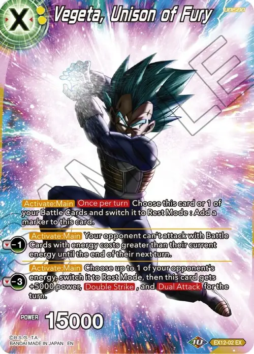 Vegeta, Unison of Fury card art
