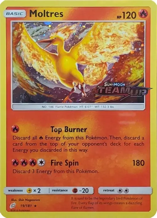 Moltres - 19/181 (Team Up Stamped) card art