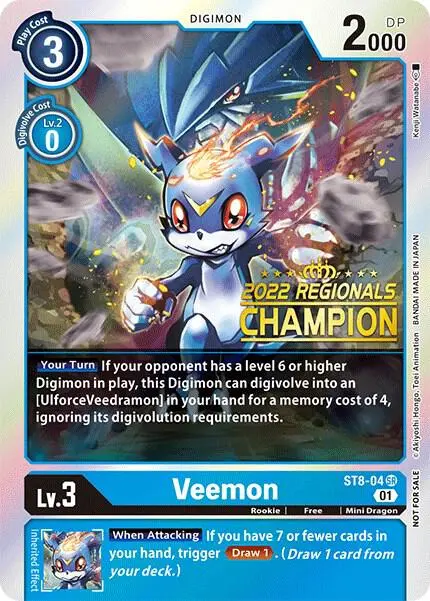 Veemon (2022 Championship Online Regional) [Online Champion] card art