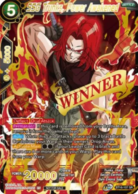 SSG Trunks, Power Awakened (Winner Stamped) card art