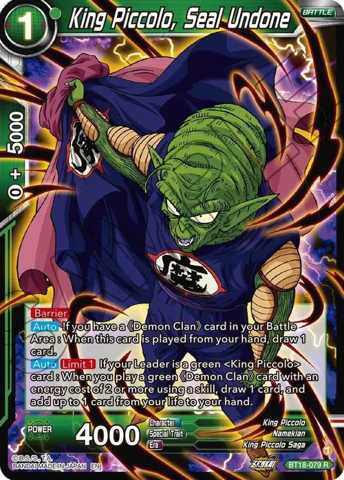 King Piccolo, Seal Undone card art