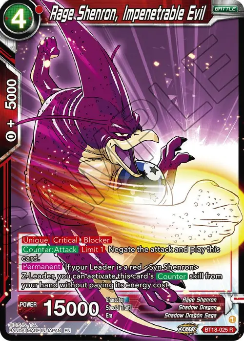 Rage Shenron, Impenetrable Evil card art