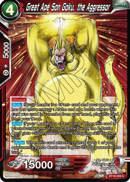 Great Ape Son Goku, the Aggressor card art