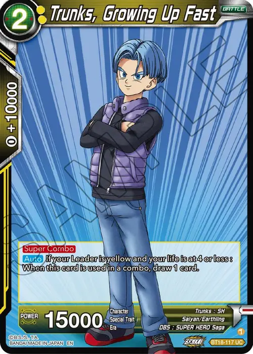 Trunks, Growing Up Fast card art
