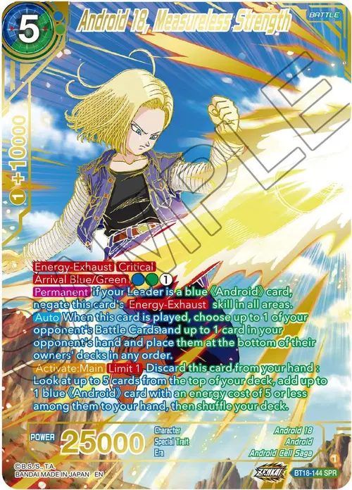 Android 18, Measureless Strength (SPR) card art