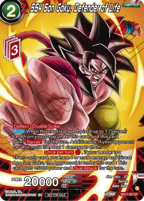 SS4 Son Goku, Defender of Life (ZENKAI Celebration Pack) card art