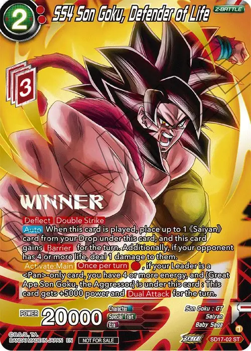 SS4 Son Goku, Defender of Life (ZENKAI Celebration Winner-Stamped) card art