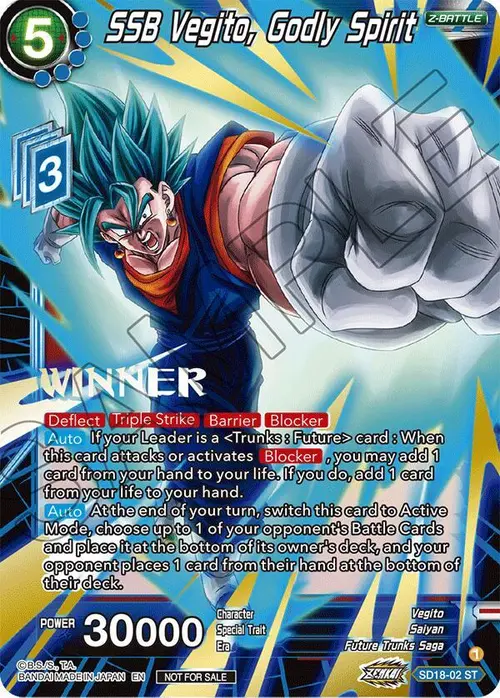 SSB Vegito, Godly Spirit (ZENKAI Celebration Winner-Stamped) card art