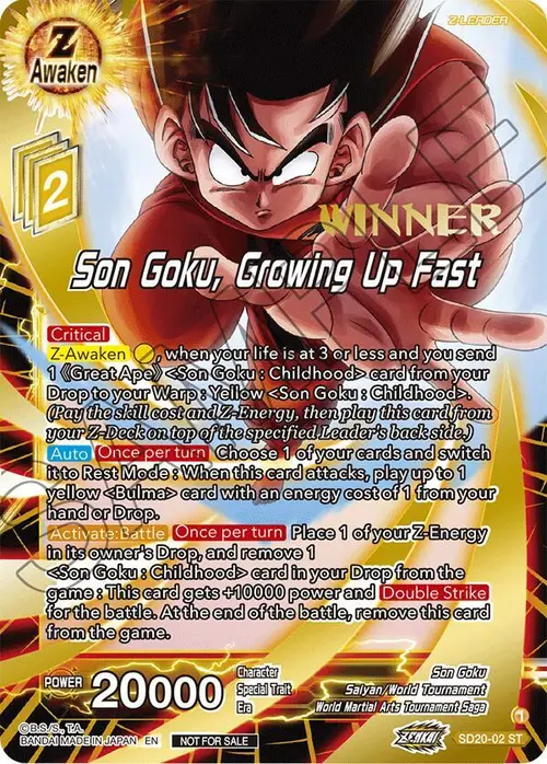 Son Goku, Growing Up Fast (ZENKAI Celebration Winner-Stamped) card art
