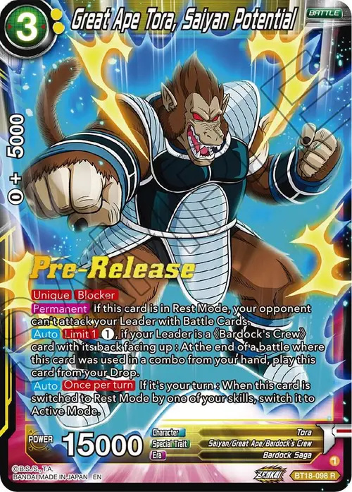 Great Ape Tora, Saiyan Potential card art