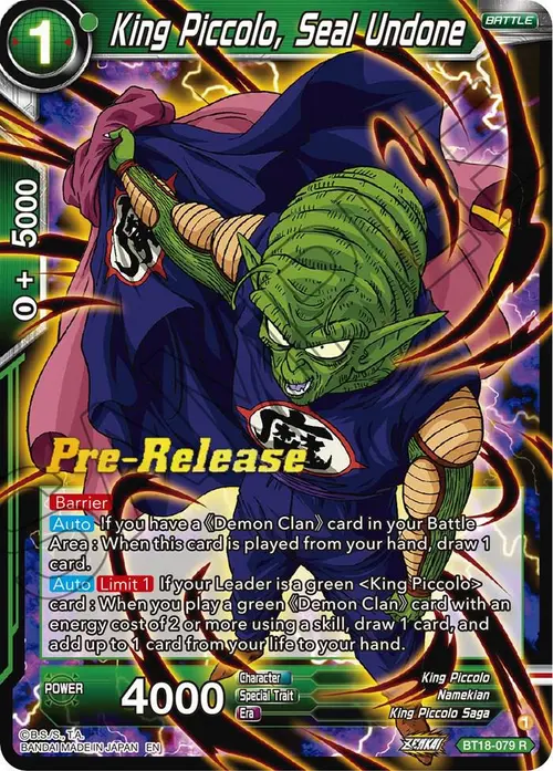 King Piccolo, Seal Undone card art
