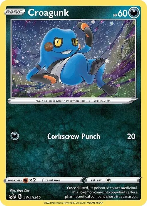 Croagunk - SWSH245 (Cosmos Holo) card art