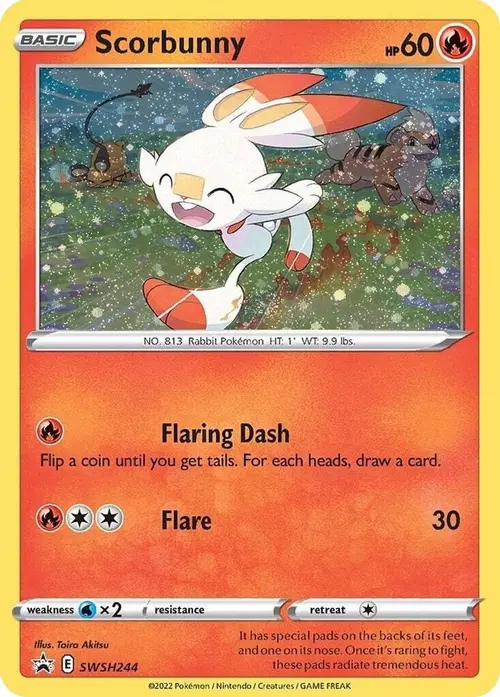Scorbunny - SWSH244 (Cosmos Holo) card art