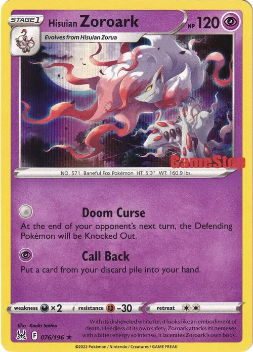 Hisuian Zoroark - 076/196 (Gamestop Exclusive) card art