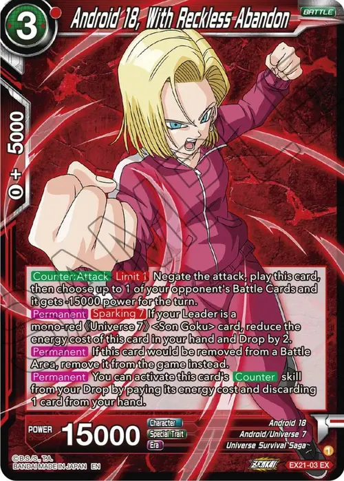 Android 18, With Reckless Abandon card art