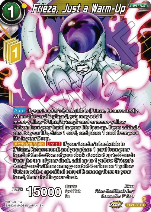 Frieza, Just a Warm-Up card art