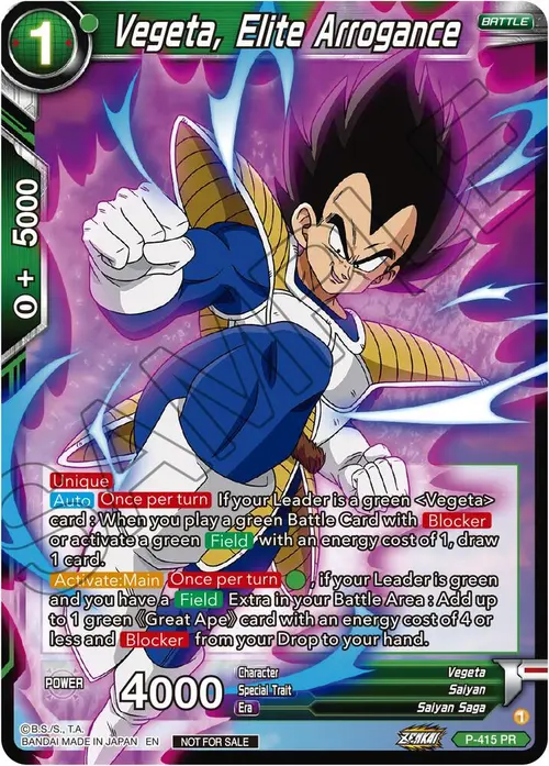 Vegeta, Elite Arrogance (Zenkai Series Tournament Pack Vol.1) card art