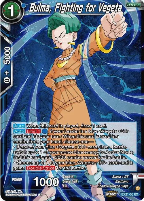 Bulma, Fighting for Vegeta card art