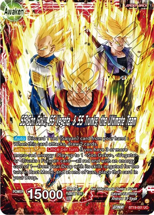 Son Goku & Vegeta & Trunks // SS Son Goku, SS Vegeta, & SS Trunks, the Ultimate Team card art