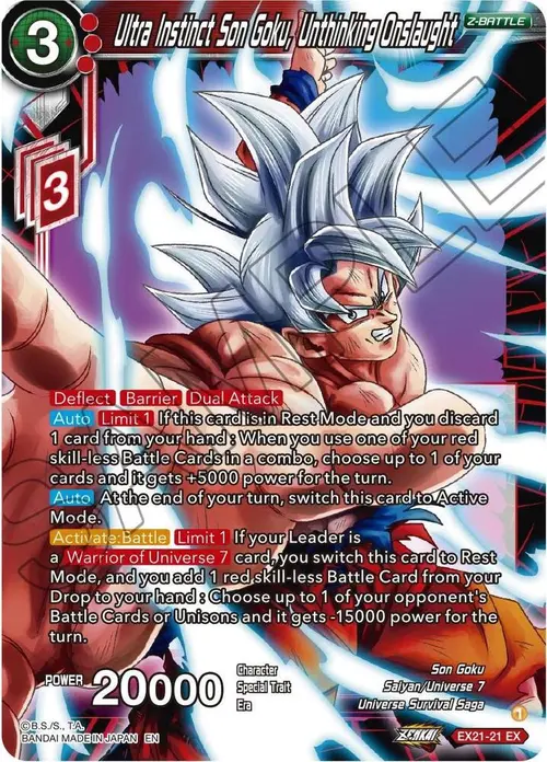 Ultra Instinct Son Goku, Unthinking Onslaught card art