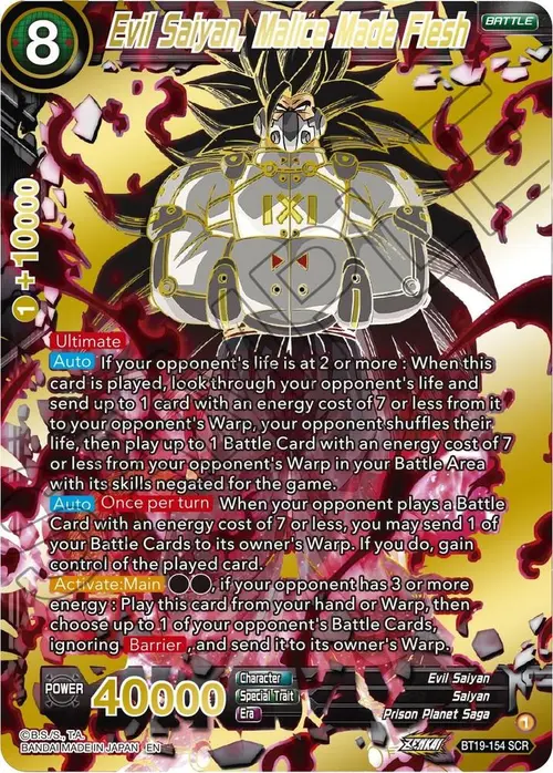 Evil Saiyan, Malice Made Flesh card art