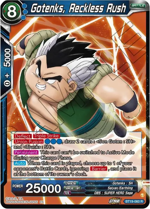 Gotenks, Reckless Rush card art
