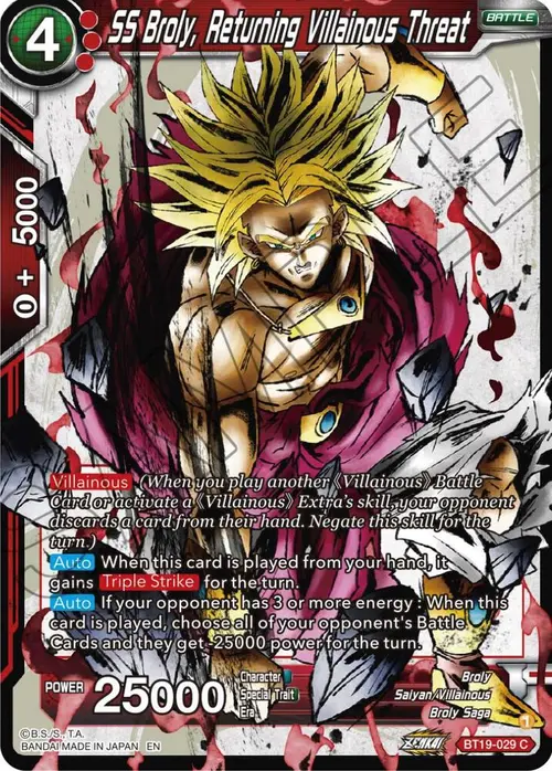 SS Broly, Returning Villainous Threat card art