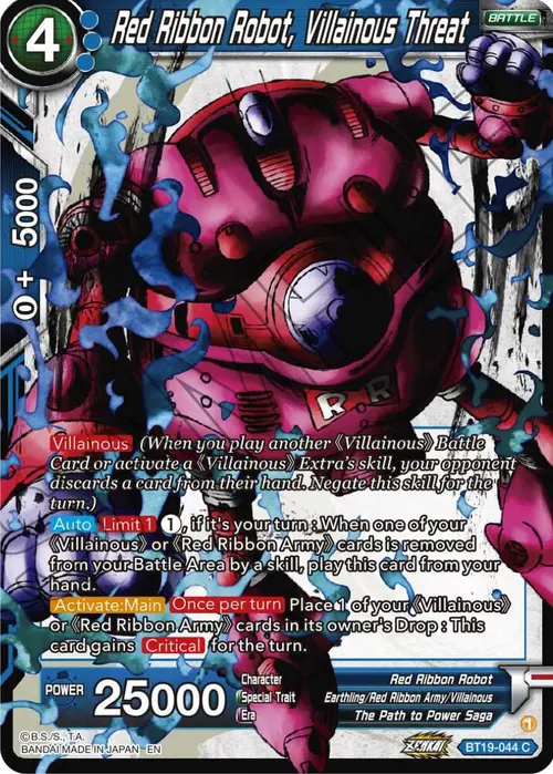 Red Ribbon Robot, Villainous threat card art