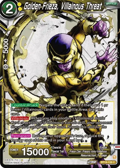 Golden Frieza, Villainous Threat card art