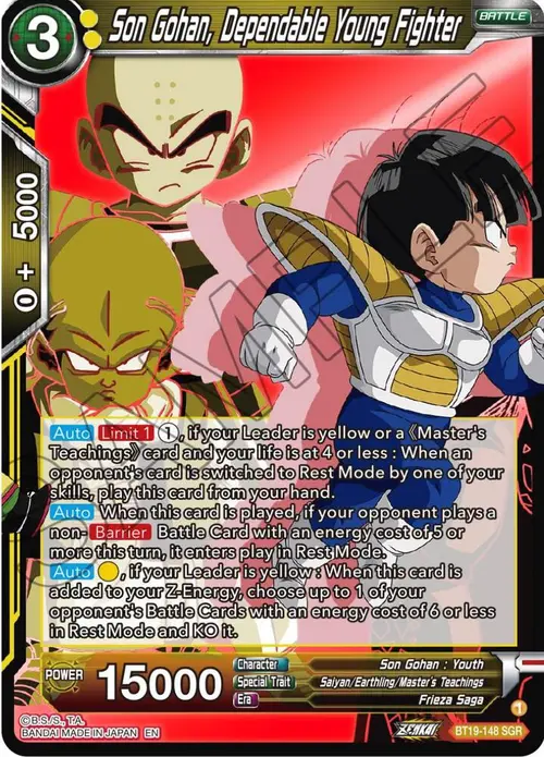 Son Gohan, Dependable Young Fighter card art