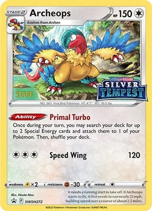 Archeops - SWSH272 (Prerelease) [STAFF] card art