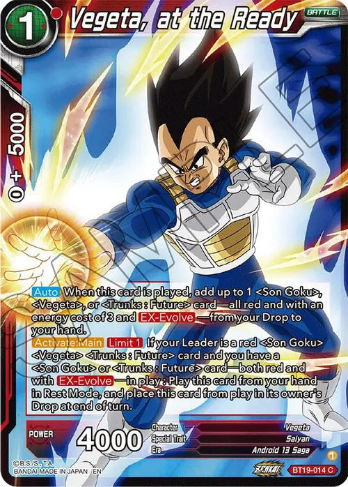 Vegeta, at the Ready card art