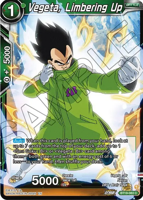Vegeta, Limbering Up card art