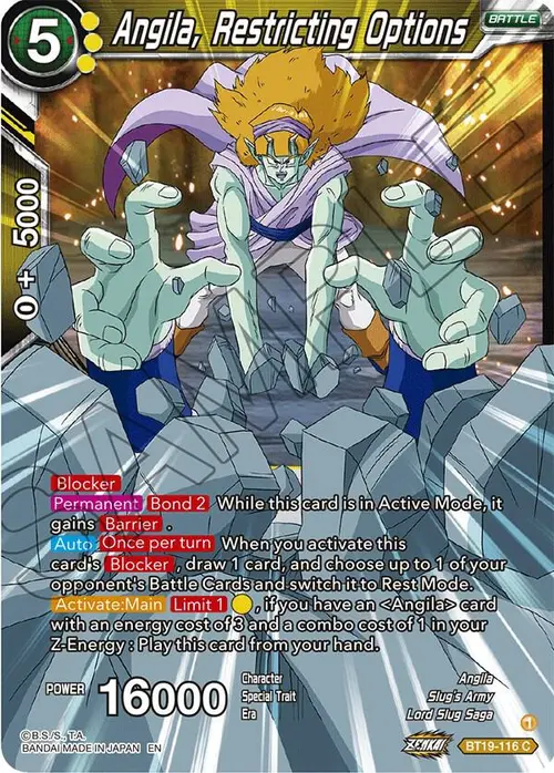 Angila, Restricting Options card art