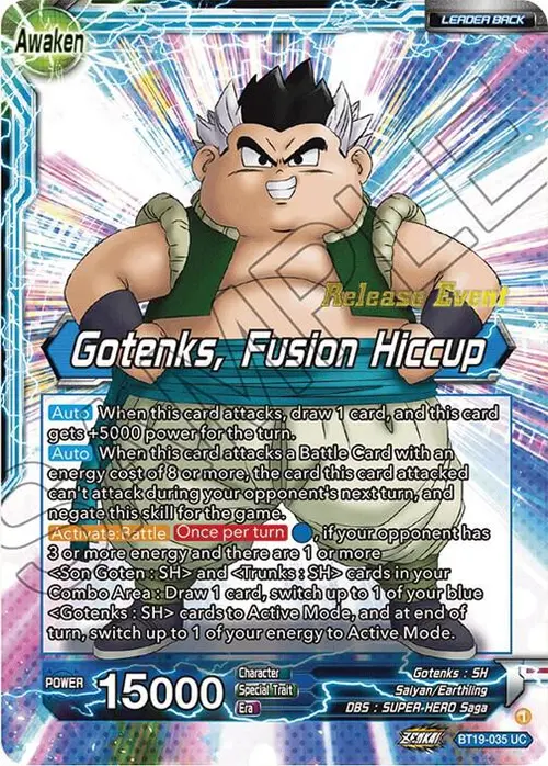 Son Goten & Trunks // Gotenks, Fusion Hiccup (Fighter's Ambition Holiday Pack) card art