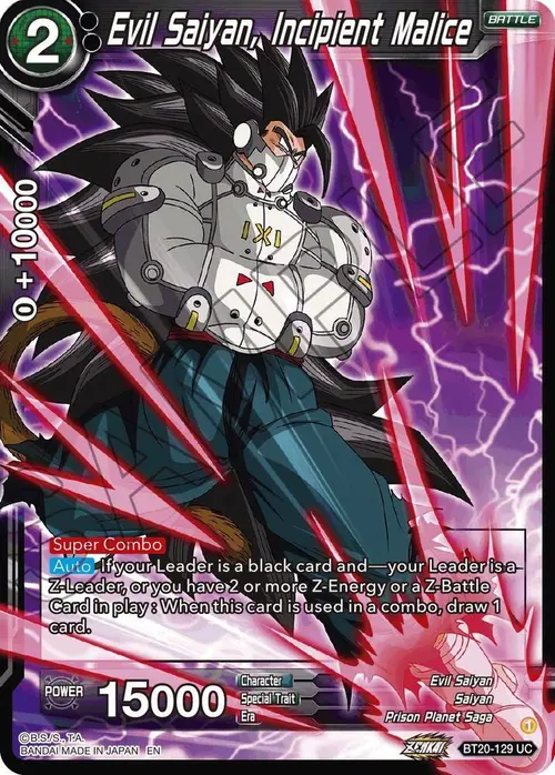 Evil Saiyan, Incipient Malice card art