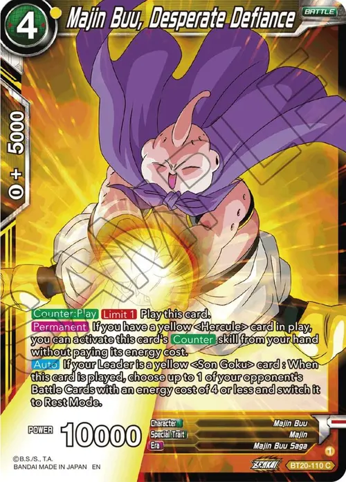 Majin Buu, Desperate Defiance card art