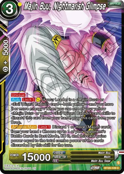 Majin Buu, Nightmarish Glimpse card art