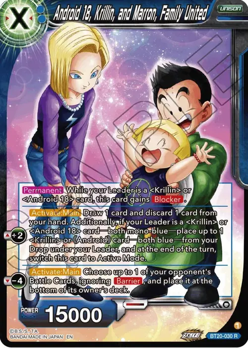 Android 18, Krillin, and Maron, Family United card art