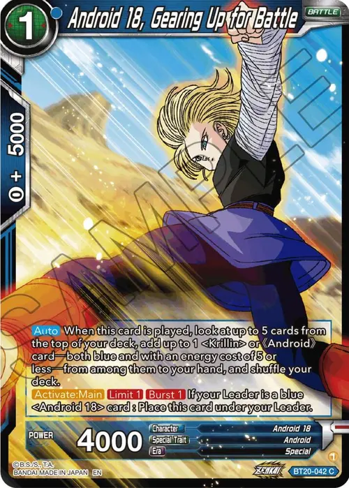 Android 18, Gearing Up for Battle card art