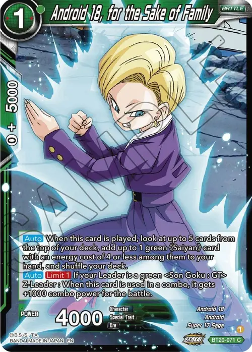 Android 18, for the Sake of Family card art