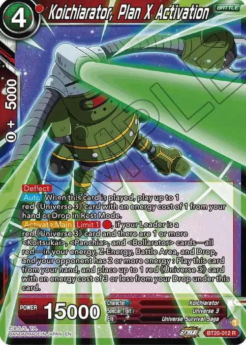 Koichiarator, Plan X Activation card art