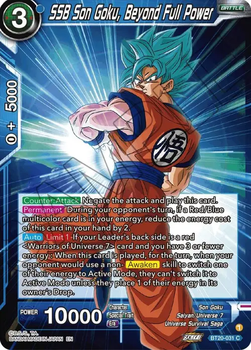 SSB Son Goku, Beyond Full Power card art