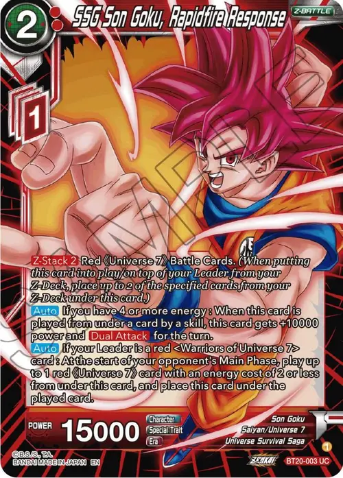 SSG Son Goku, Rapidfire Response card art