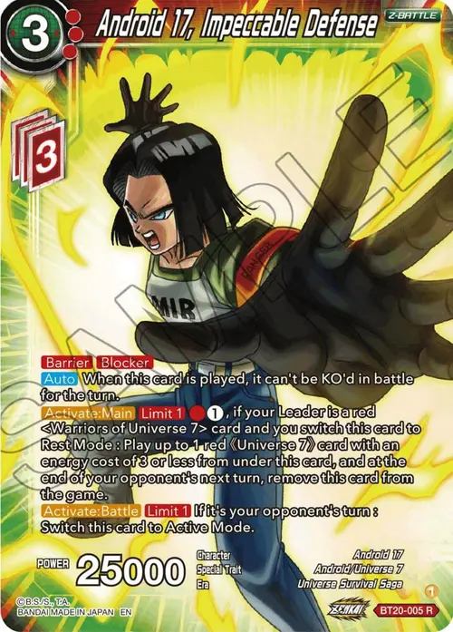 Android 17, Impeccable Defense card art