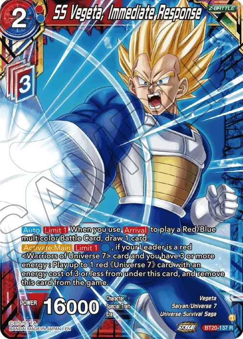 SS Vegeta, Immediate Response card art