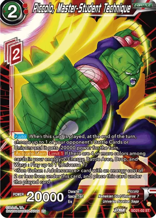 Piccolo, Master-Student Technique card art