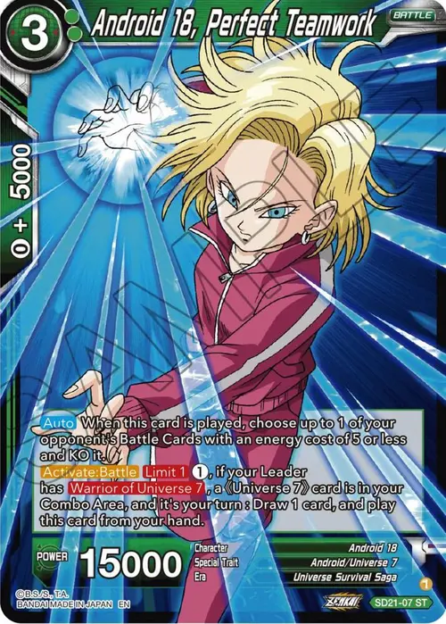 Android 18, Perfect Teamwork card art